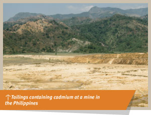 tailings containing cadium